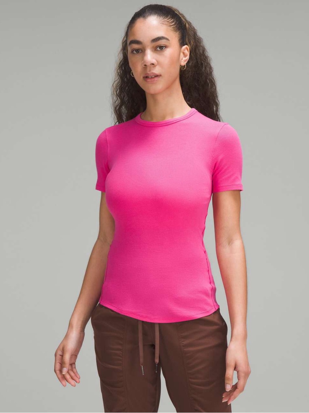 Lululemon ‘Hold Tight’ Short Sleeve Ribbed Shirt Sonic Pink Size S/M estimated